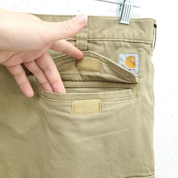 CARHARTT Men's Relaxed Fit Tan Cargo Carpenter Work Shorts - Picture 7 of 8
